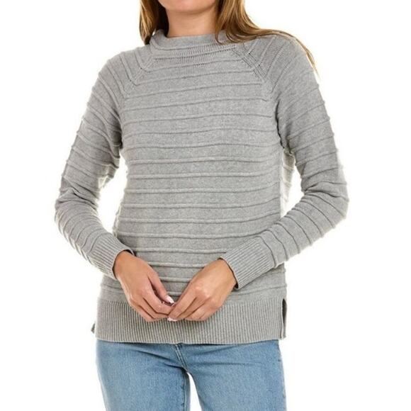 Forte Cashmere Womens Raised Stripe Sweater Grey Size XL - Picture 4 of 8